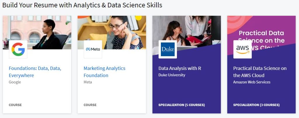 Coursera data science & analytics skills
