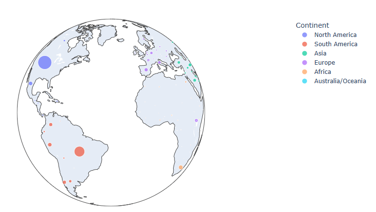 Globe map of total cases 
