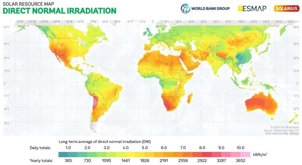 World Bank Group Solar Normal Irradiation