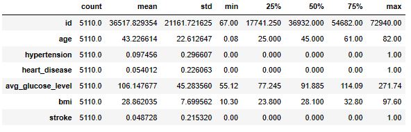 Input data descriptive statistics