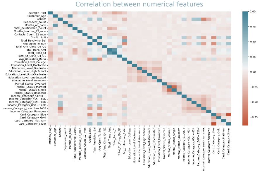 Correlation between numerical features.