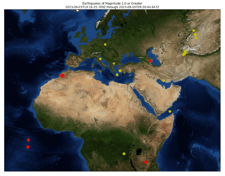 The Basemap plot with blamable() using the Lambert Conformal Projection: Africa and Europe