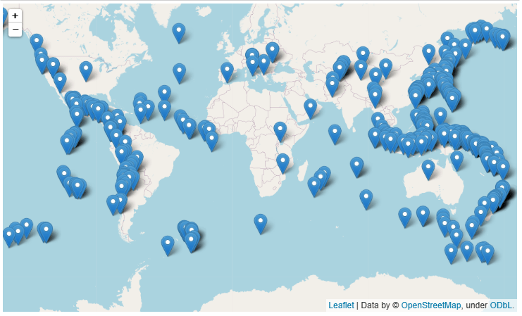 Folium map with the default layout: year select 2016