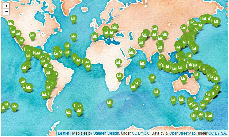 Folium map with the improved layout: year select 2016