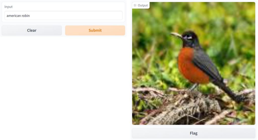 BigGAN text-to-image demo American robin